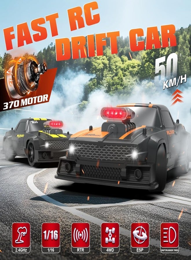 Daji 1:16 RC Drift Car 4WD 2.4GHz Remote Control Cars with Gyro 50km/H High Speed Drifting Car with LED Lights, Drift Tires ESP Full Proportion RC Race Cars Toy for Adults - Image 2